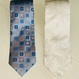 Kenneth Cole Silk Men’s Neckties Geometric Croft & Barrow Cream Paisley Business